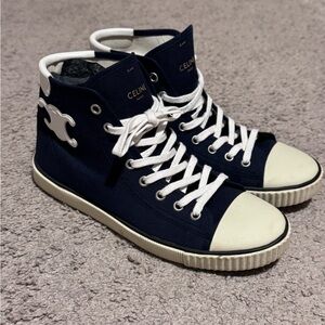 CELINE Canvas Ankle Top Sneakers